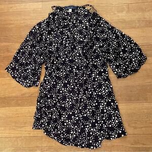 Blue Rain blue 3/4 sleeve star open front cardigan blouse shirt top small S b22